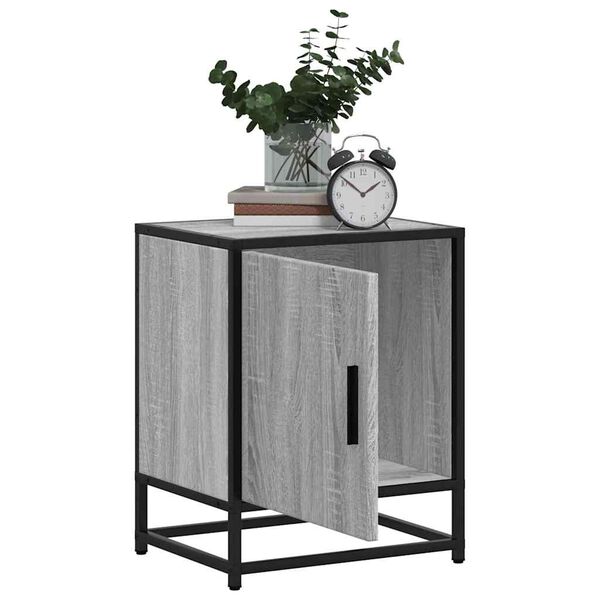 vidaXL Nachtkastjes 2 st 40x31x50 cm bewerkt hout&metaal grijs sonoma