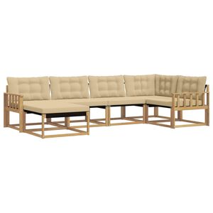 vidaXL Buiten bankenset 6 st Wit en Beige Massief Acaciahout