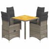 vidaXL 5-delige Bistroset met kussens poly rattan grijs