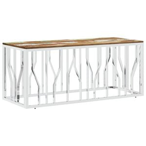 vidaXL Salontafel roestvrij staal en massief gerecycled hout zilver