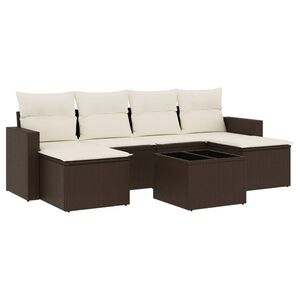 vidaXL 7-delige Loungeset met kussens poly rattan bruin