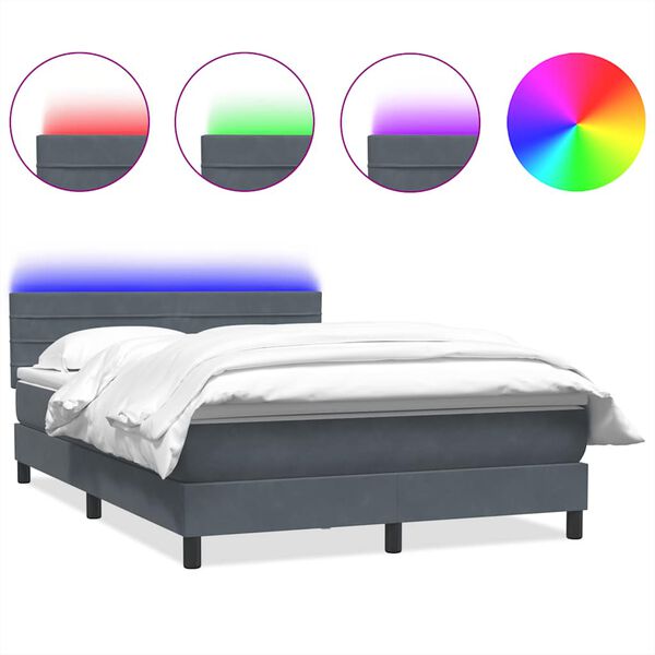 vidaXL Boxspring met matras en LED fluweel donkergrijs 160x210 cm