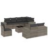 vidaXL 9-delige Loungeset met kussens poly rattan grijs
