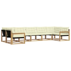 vidaXL Buiten bankenset met kussen 7 pcs Wit en cr&egrave;mekleurig
