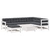 vidaXL 8-delige Loungeset met kussens massief grenenhout wit