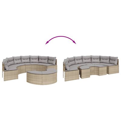 vidaXL 2-delige Loungeset halfrond poly rattan beige