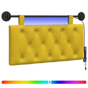 vidaXL Hangend hoofdbord Met LED-verlichting Geel Fluweel