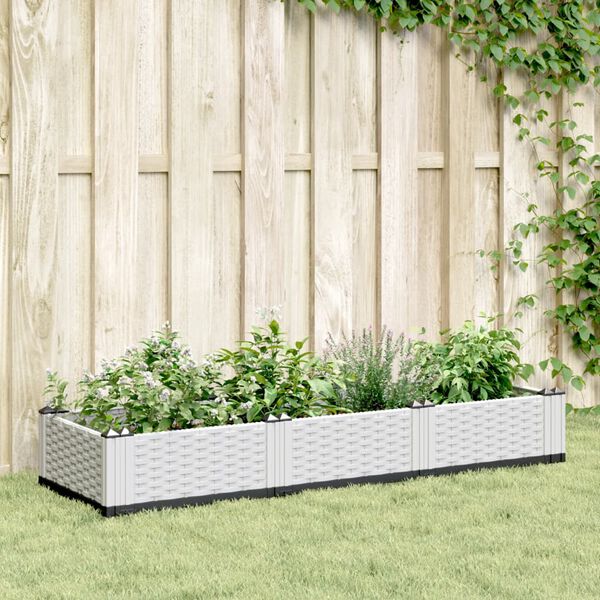 vidaXL Plantenbak met pinnen 125x40x28,5 cm polypropeen wit