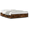 vidaXL Bedframe bewerkt hout metaal gerookt eikenkleurig 135x190 cm