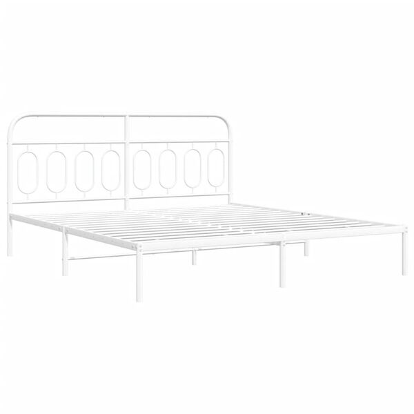 vidaXL Bedframe met hoofdbord metaal wit 193x203 cm