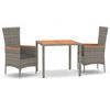 vidaXL 3-delige Tuinset met kussens poly rattan grijs