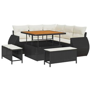 vidaXL Tuin Sofa Set 8 st 7-Aantal zitplaatsen Zwart en Cr&egrave;me