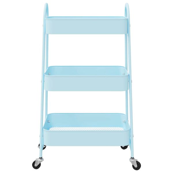 vidaXL Opbergtrolley 3-laags 42x41,5x77 cm staal blauw