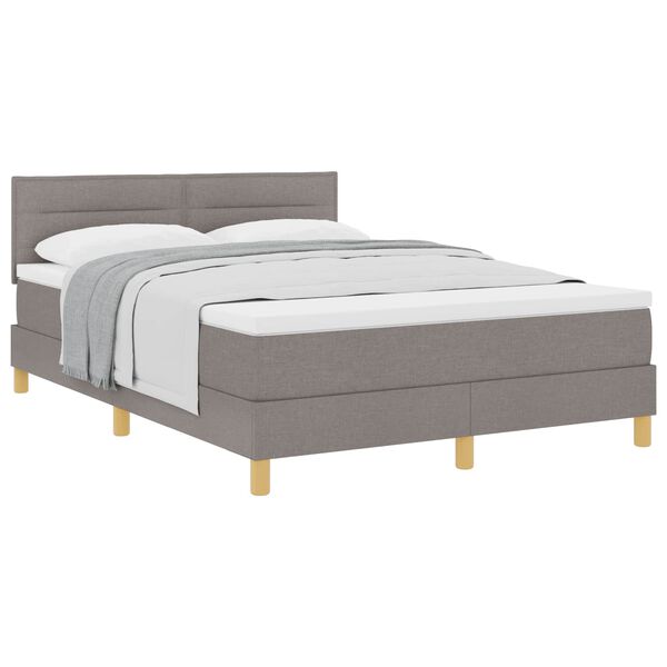 vidaXL Boxspringbed met matras met hoofdeinde Taupe 140 x 200 cm Stof