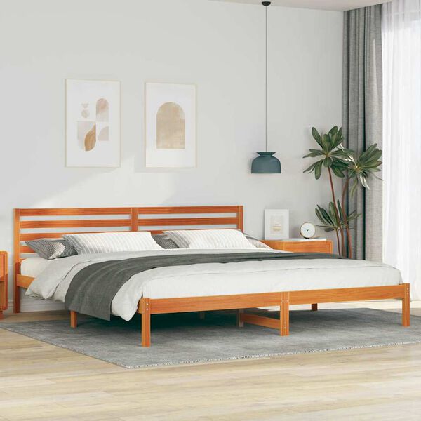 vidaXL Bedframe Wasbruin 200 x 220 cm Massief grenenhout