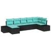 vidaXL Tuin Sofa Set 7 st Zwart en Turquoise poly rattan