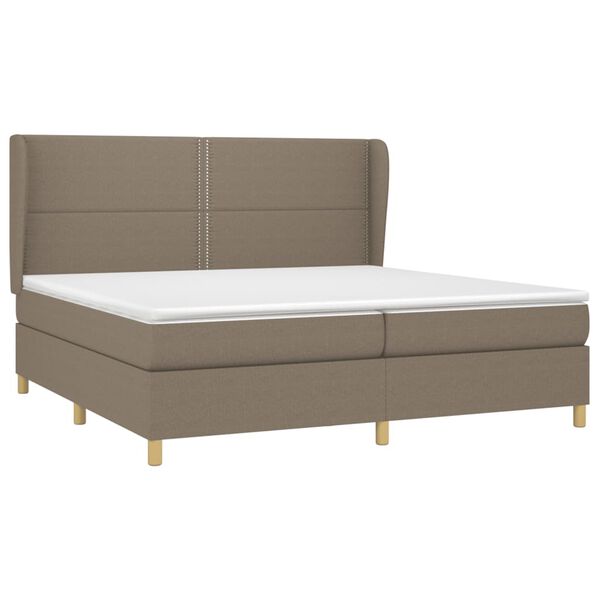 vidaXL Boxspring met matras stof taupe 200x200 cm