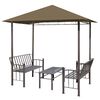 vidaXL Tuinpaviljoen met tafel en bankjes 180 g/m&sup2; 2,5x1,5x2,4 m taupe