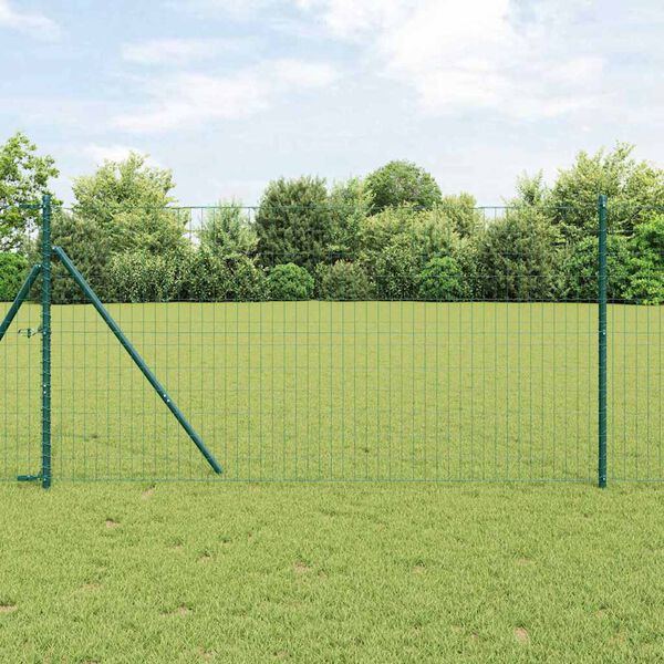 vidaXL Hek met Paal Groen 1,4 x 10 m Staal en PVC