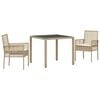 vidaXL Tuin eettafelset 3 st Beige poly rattan