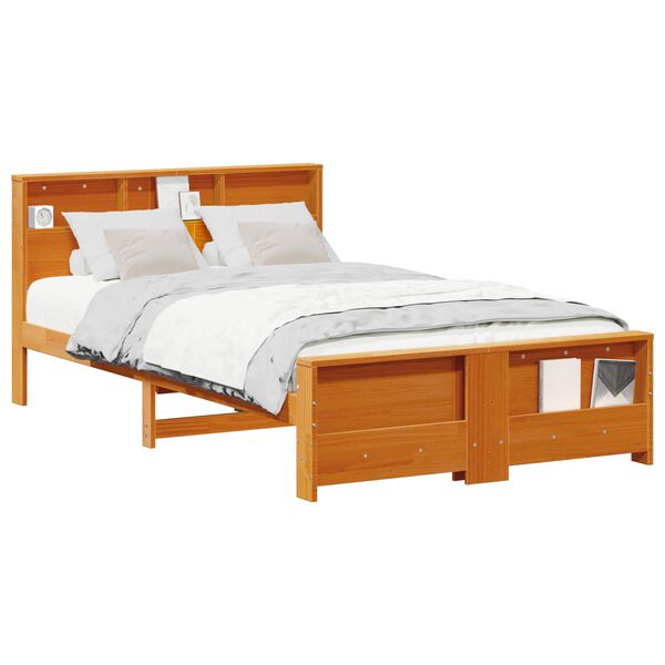 vidaXL Bedframe met hoofdeinde Wasbruin 120 x 190 cm Bewerkt hout
