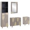 vidaXL Badkamerkastenset 4 st Grijs Massief Mango Hout