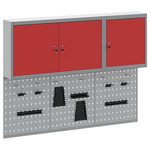 vidaXL Gereedschapskast set met plank 5 st Rood Gepoedercoat staal
