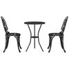 vidaXL Tuin Bistro Set 3 pcs Zwart Aluminium