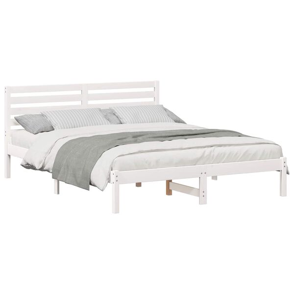 vidaXL Bedframe met hoofdeinde Wit 140 x 200 cm Massief grenenhout