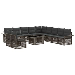 vidaXL Tuinbankenset 12 st Grijs en Donkergrijs poly rattan