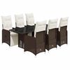 vidaXL 7-delige Bistroset met kussens poly rattan bruin