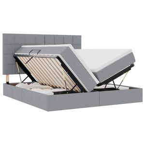 vidaXL Opslag bed met hoofdeinde Lichtgrijs 180 x 200 cm Stof