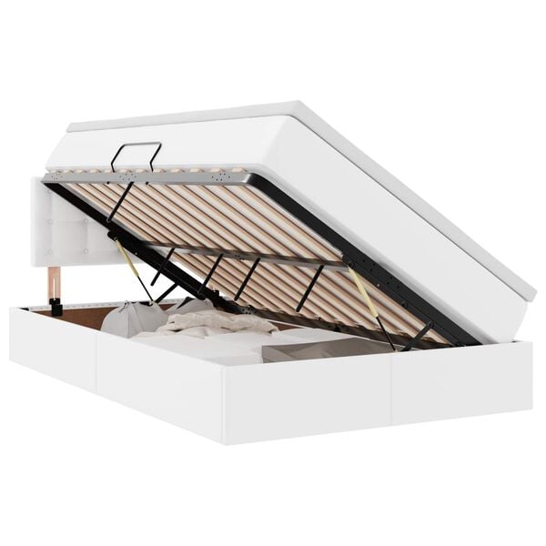 vidaXL Opslag bed met matras met matras Puur Wit 120 x 200 cm Nep Leer