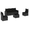 vidaXL 6-delige Loungeset met kussens poly rattan zwart