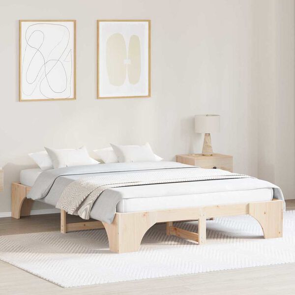 vidaXL Bedframe Naturel 150 x 200 cm Massief grenenhout