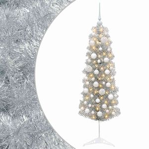 vidaXL Smalle kunstkerstboom met kerstballen 150 cm 150 LED's Warmwit
