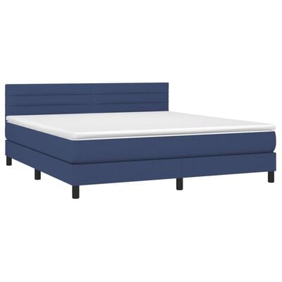 vidaXL Boxspring met matras stof blauw 180x200 cm