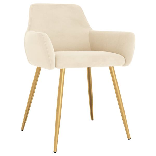 vidaXL Eetkamerstoelen 2 st fluweel cr&egrave;mekleurig