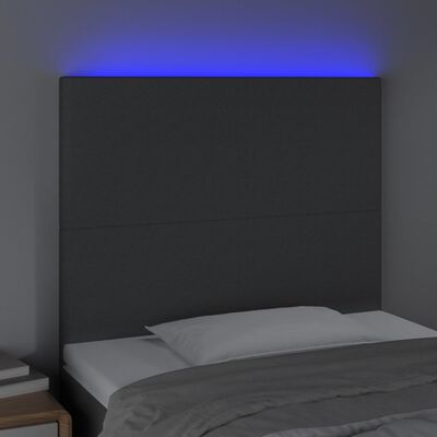 vidaXL Hoofdbord LED 80x5x118/128 cm stof donkergrijs