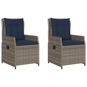 vidaXL Liggende tuinstoelen 2 stuks grijs polyrotan