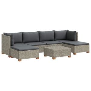 vidaXL 7 st Rieten Loungeset met Kussens GENDT Natuurlijk rattan