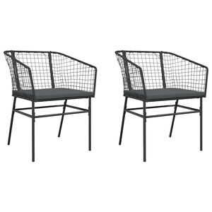 vidaXL Tuinstoelen 2 st met kussens poly rattan zwart