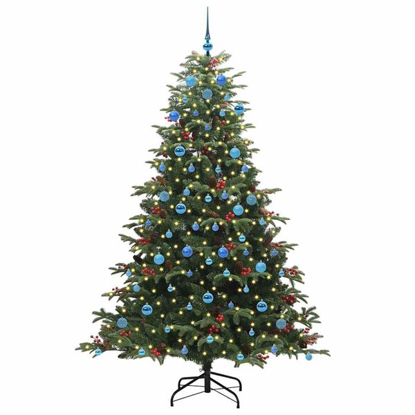 vidaXL Kunstkerstboom Groen 210 cm PVC en Metaal en Plastic