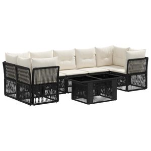 vidaXL Tuinbankenset 8 st Zwart poly rattan