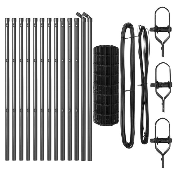 vidaXL Hek met Paal Grijs 0,6 x 25 m Staal en PVC