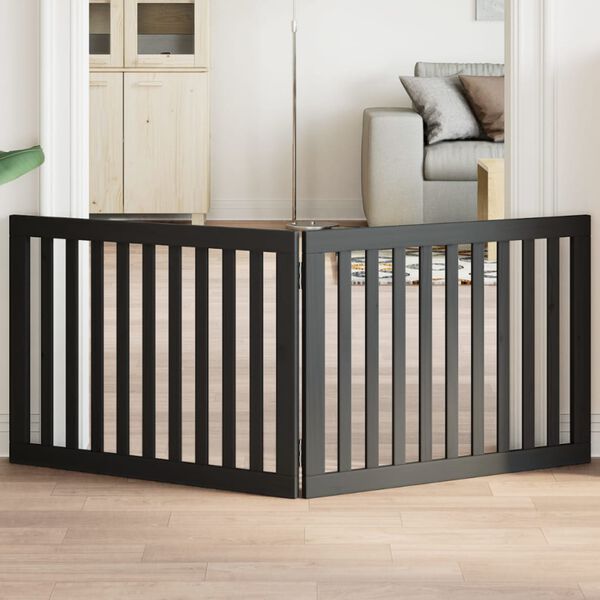 vidaXL Hondenhek inklapbaar 2 panelen 160 cm populierenhout zwart