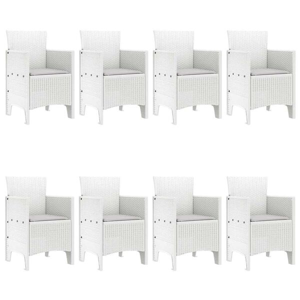 vidaXL Tuin Eetset 9 pcs Wit Polypropyleen