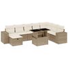 vidaXL 9-delige Loungeset met kussens poly rattan beige