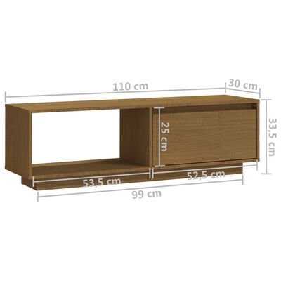 vidaXL Tv-meubel 110x30x33,5 cm massief grenenhout honingbruin