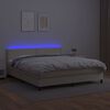vidaXL Boxspring met matras en LED kunstleer cr&egrave;mekleurig 160x200 cm